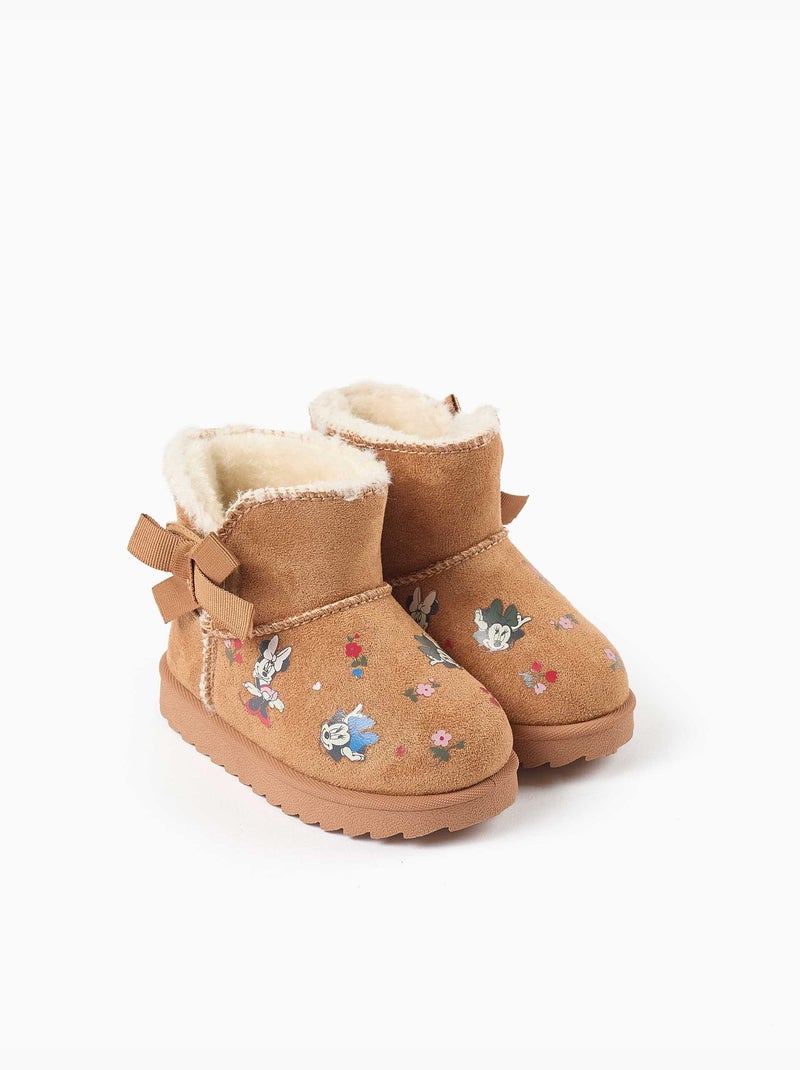 Stivaletti alla caviglia con fodera in pelliccia sintetica e stampe di minnie Beige scuro - Kiabi