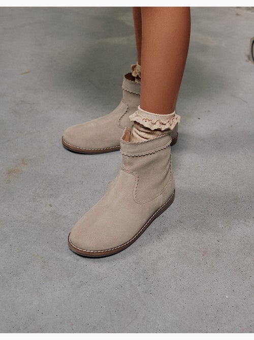 Stivaletti alla caviglia in suede con effetto smerlato - Kiabi