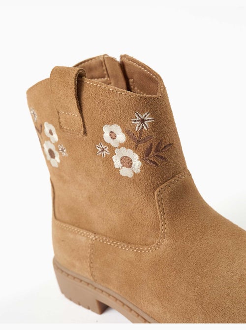 Stivaletti alla caviglia in suede con fiori ricamati - Kiabi