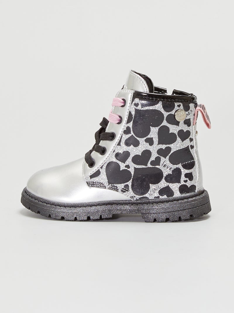 Stivaletti biker metallizzate con paillettes argento - Kiabi
