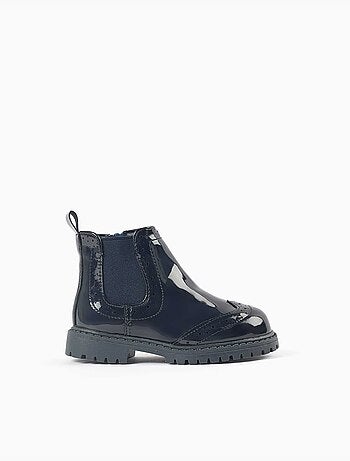 Stivaletti chelsea in vernice con dettagli brogue