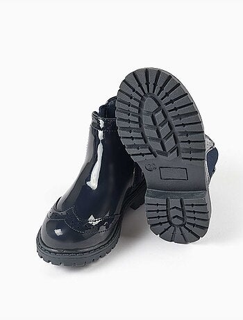 Stivaletti chelsea in vernice con dettagli brogue