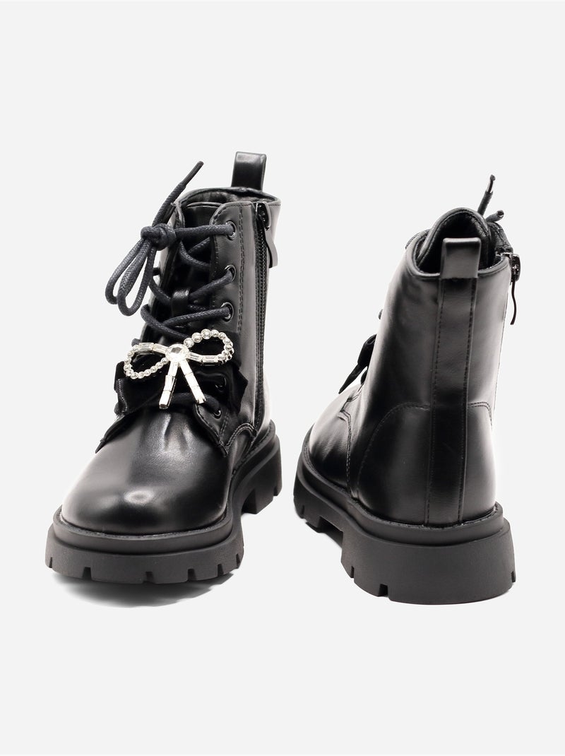 Stivaletti con fiocco decorativo Nero opaco - Kiabi