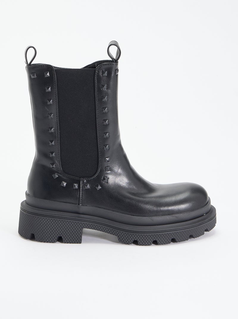 Stivaletti con tacco e borchie fantasiose Nero - Kiabi