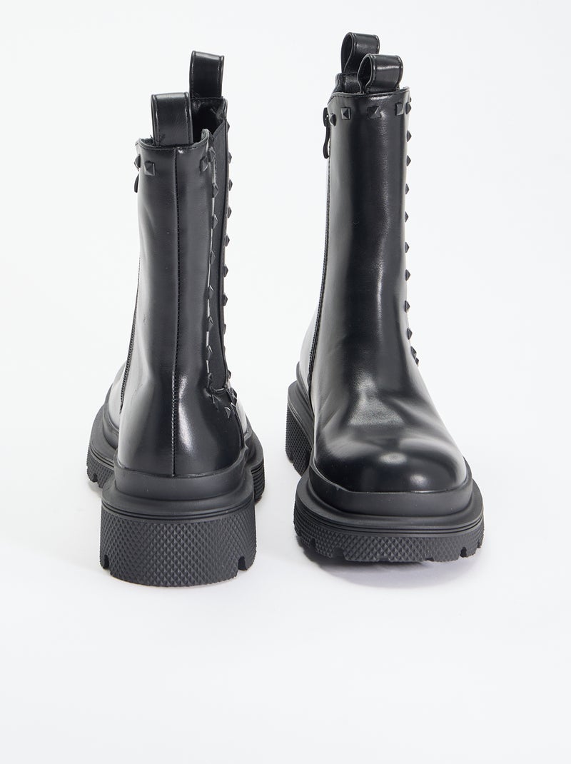 Stivaletti con tacco e borchie fantasiose Nero - Kiabi