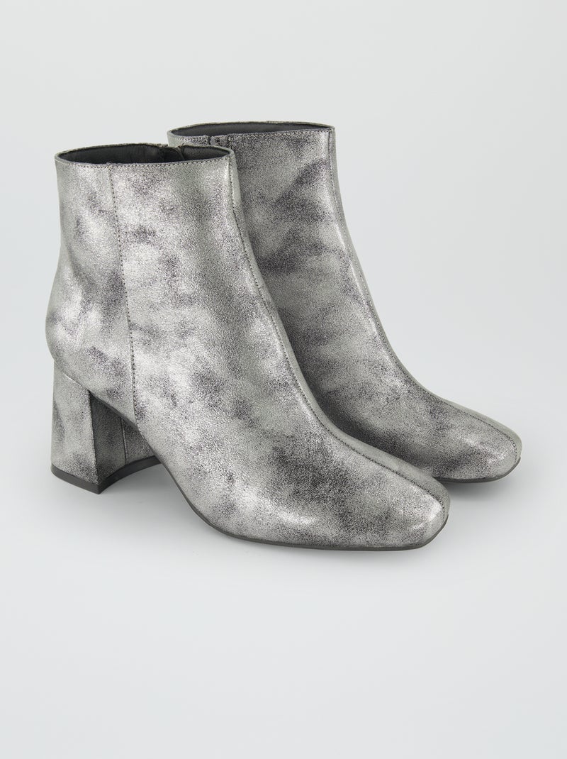 Stivaletti con tacco metallizzati nero - Kiabi