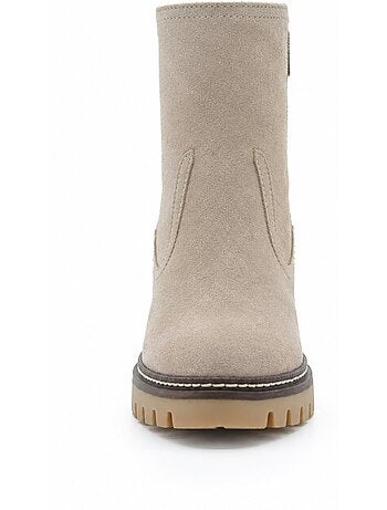 Stivaletti con tacco pelle naturale purapiel
