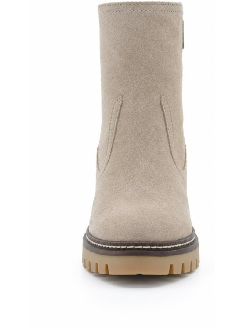 Stivaletti con tacco pelle naturale purapiel Beige - Kiabi