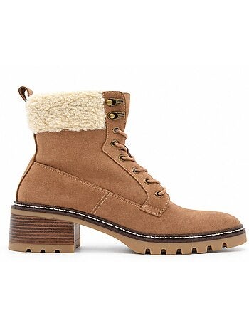 Stivaletti con tacco pelle naturale purapiel
