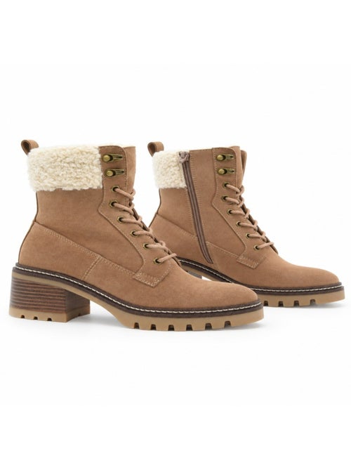 Stivaletti con tacco pelle naturale purapiel - Kiabi