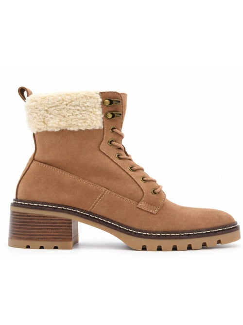 Stivaletti con tacco pelle naturale purapiel - Kiabi