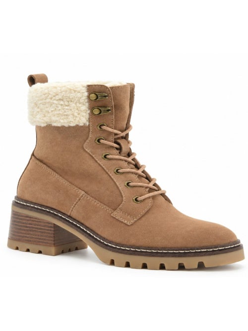 Stivaletti con tacco pelle naturale purapiel - Kiabi