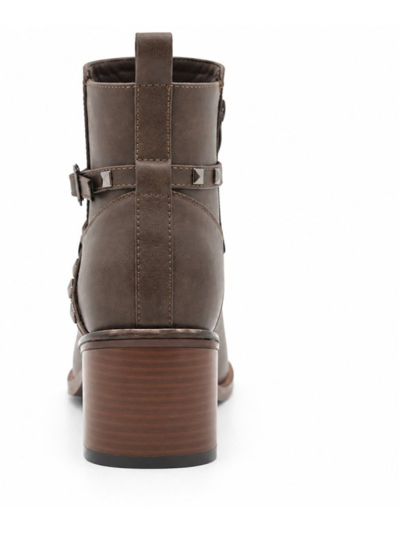 Stivaletti con tacco pelle naturale purapiel Marrone - Kiabi