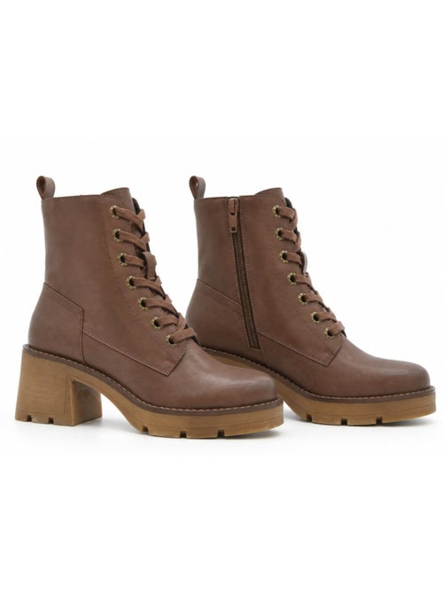 Stivaletti con tacco pelle naturale purapiel - Kiabi