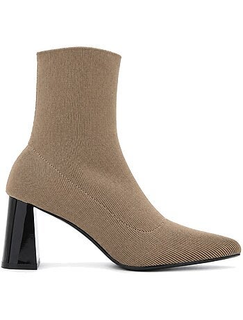 Stivaletti con tacco pelle naturale purapiel