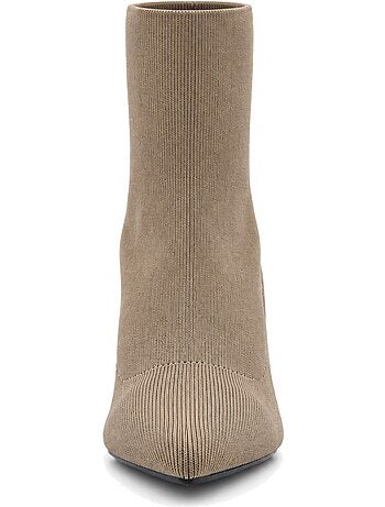 Stivaletti con tacco pelle naturale purapiel
