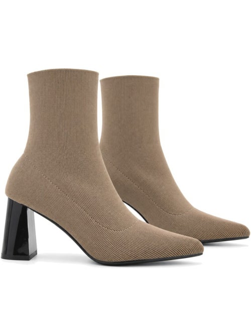 Stivaletti con tacco pelle naturale purapiel - Kiabi