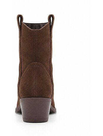 Stivaletti con tacco pelle naturale purapiel