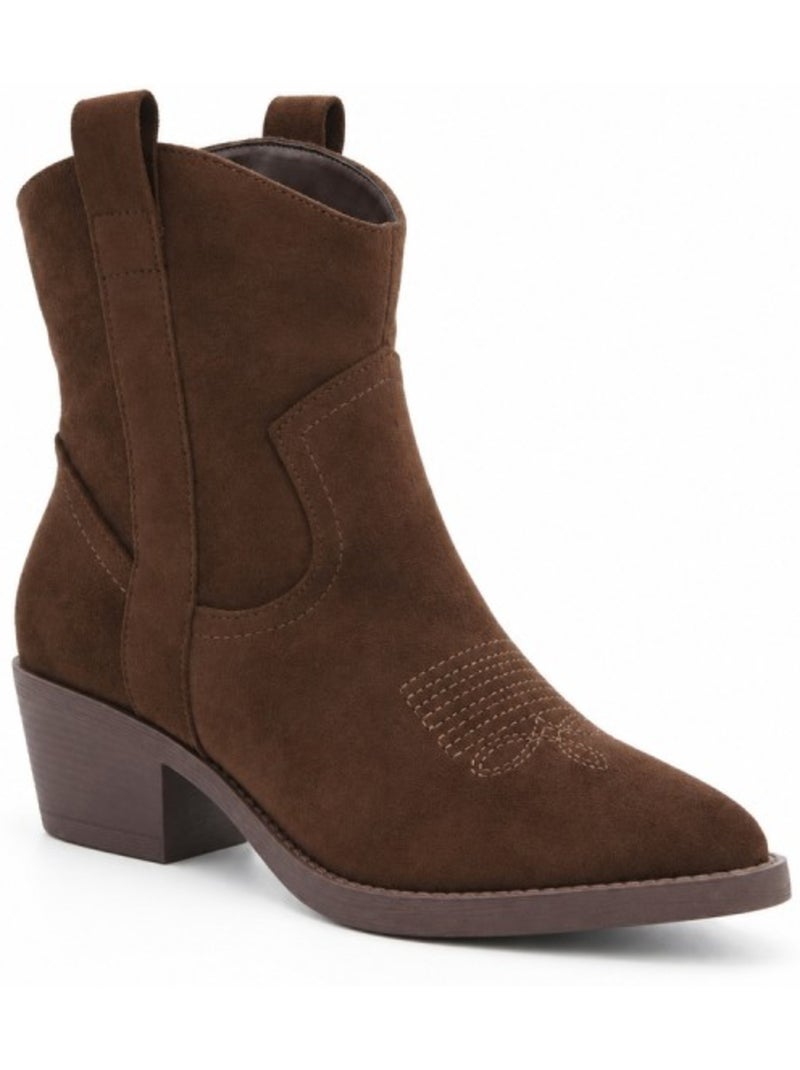 Stivaletti con tacco pelle naturale purapiel Marrone - Kiabi