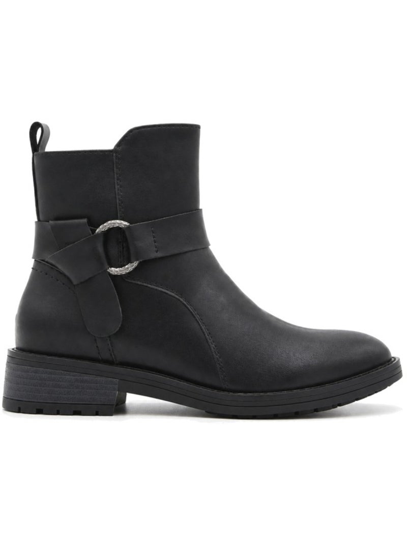 Stivaletti con tacco pelle naturale purapiel Nero - Kiabi