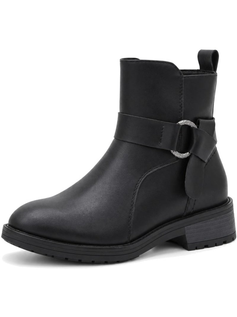 Stivaletti con tacco pelle naturale purapiel Nero - Kiabi