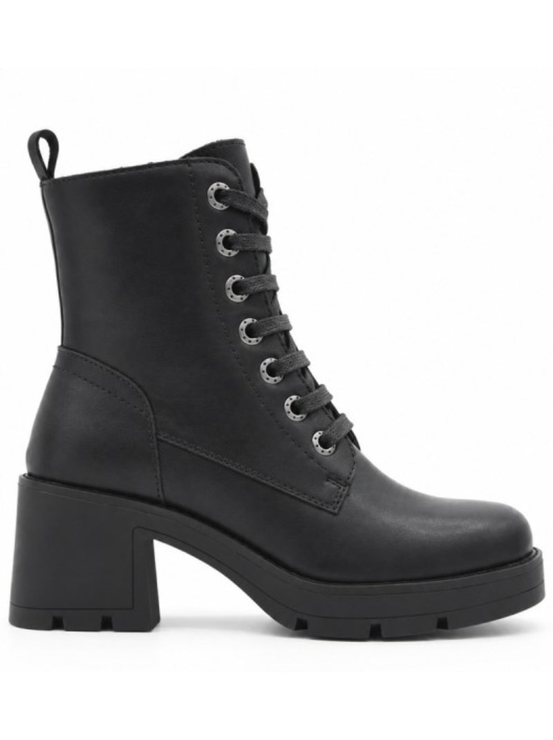 Stivaletti con tacco pelle naturale purapiel Nero - Kiabi