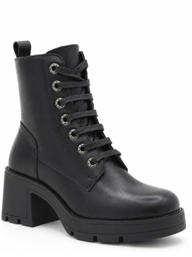 Stivaletti con tacco pelle naturale purapiel Nero - Kiabi