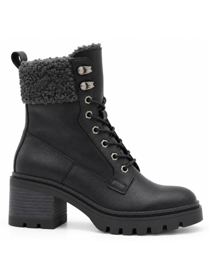 Stivaletti con tacco pelle naturale purapiel Nero - Kiabi