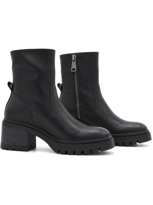 Stivaletti con tacco pelle naturale purapiel - Kiabi