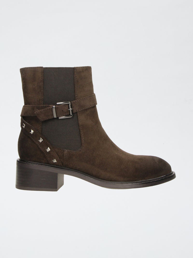 Stivaletti con zip in simil camoscio Marrone - Kiabi