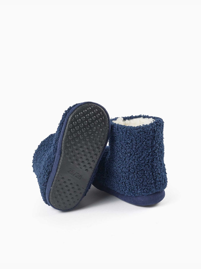 Stivaletti da casa in sherpa con suola antiscivolo Blu scuro - Kiabi