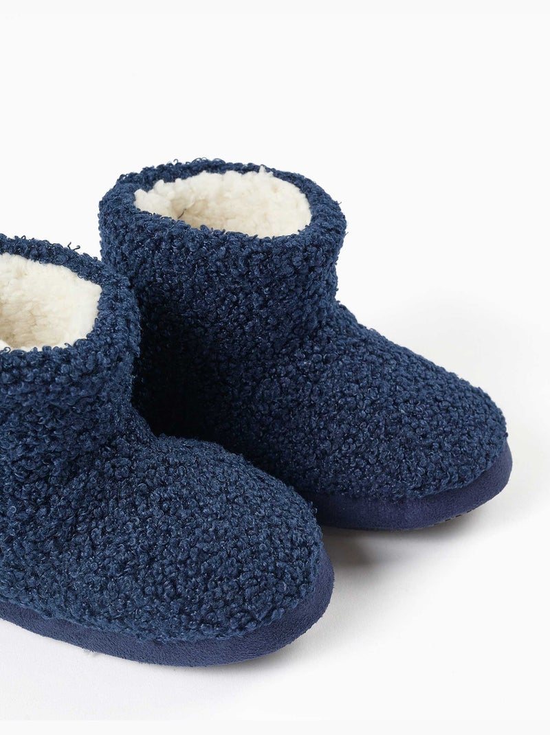 Stivaletti da casa in sherpa con suola antiscivolo Blu scuro - Kiabi