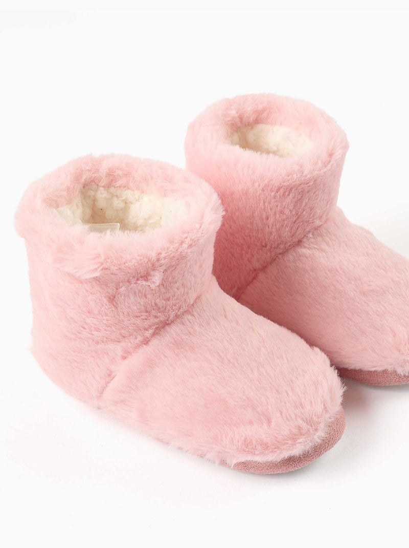 Stivaletti da casa in sherpa con suola antiscivolo Rosa chiaro - Kiabi