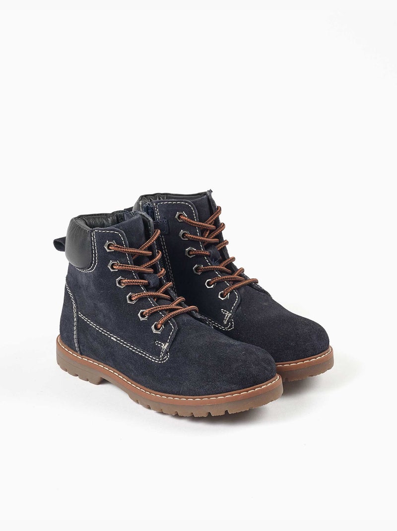 Stivaletti da montagna in suede con lacci you&me Blu Blu - Kiabi