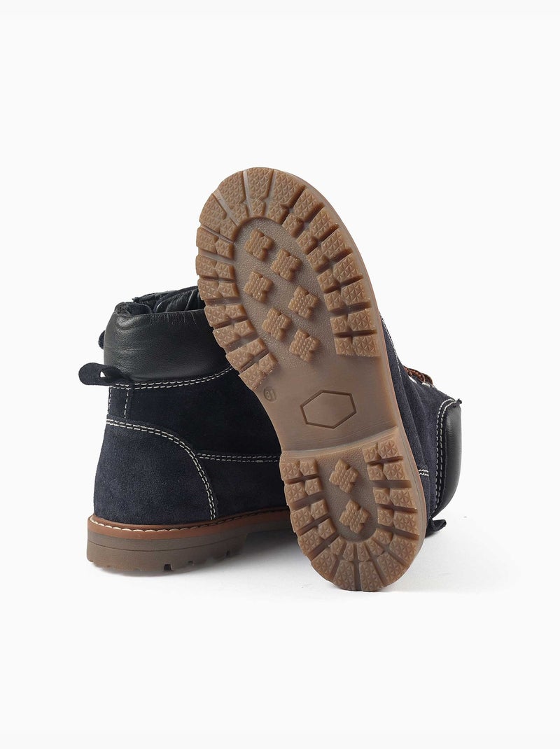 Stivaletti da montagna in suede con lacci you&me Blu Blu - Kiabi