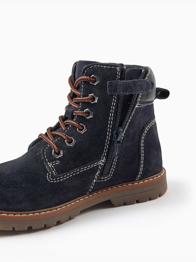 Stivaletti da montagna in suede con lacci you&me Blu Blu - Kiabi