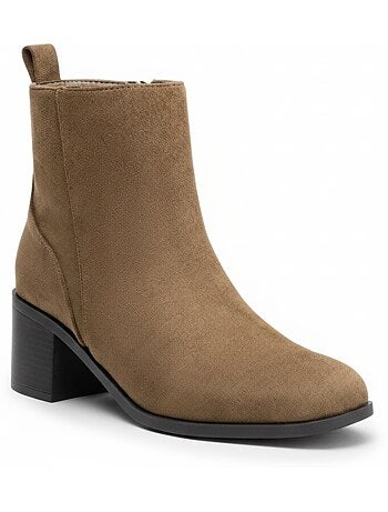 Stivaletti donna scamosciati con zip tacco a blocco 5 cm