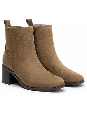 Stivaletti donna scamosciati con zip tacco a blocco 5 cm
