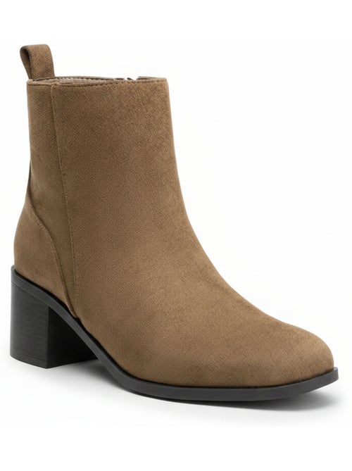 Stivaletti donna scamosciati con zip tacco a blocco 5 cm - Kiabi