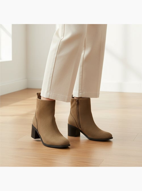 Stivaletti donna scamosciati con zip tacco a blocco 5 cm - Kiabi