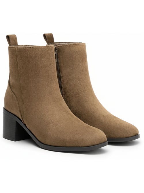 Stivaletti donna scamosciati con zip tacco a blocco 5 cm - Kiabi