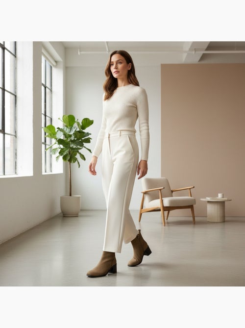 Stivaletti donna scamosciati con zip tacco a blocco 5 cm - Kiabi