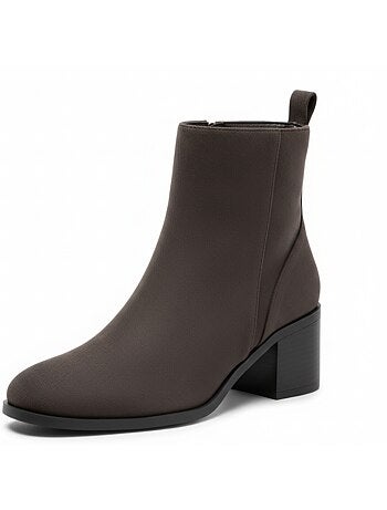 Stivaletti donna scamosciati con zip tacco a blocco 5 cm