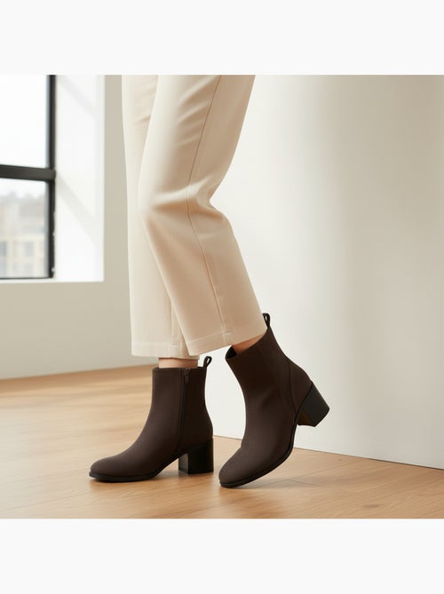 Stivaletti donna scamosciati con zip tacco a blocco 5 cm - Kiabi