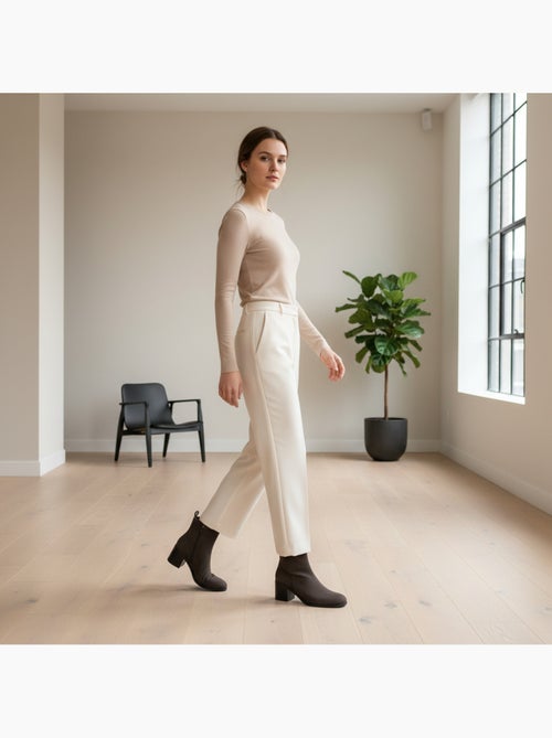 Stivaletti donna scamosciati con zip tacco a blocco 5 cm - Kiabi