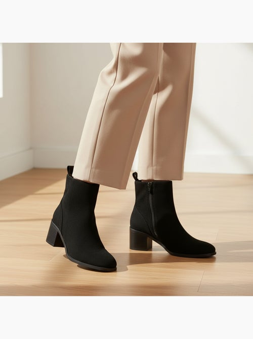 Stivaletti donna scamosciati con zip tacco a blocco 5 cm - Kiabi