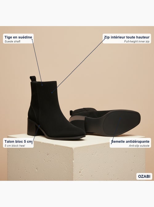 Stivaletti donna scamosciati con zip tacco a blocco 5 cm - Kiabi