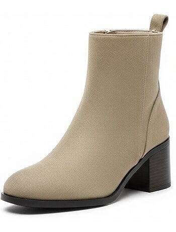 Stivaletti donna scamosciati con zip tacco a blocco 5 cm