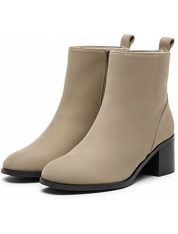 Stivaletti donna scamosciati con zip tacco a blocco 5 cm