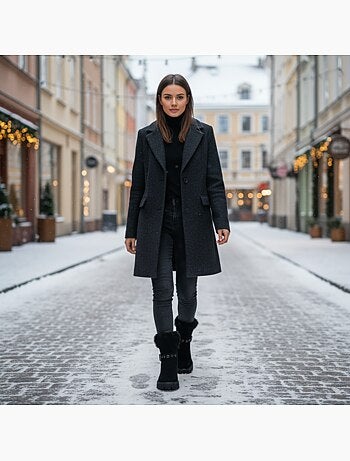 Stivaletti donna scamosciati zip e cinturino suola zigrinata ozabi